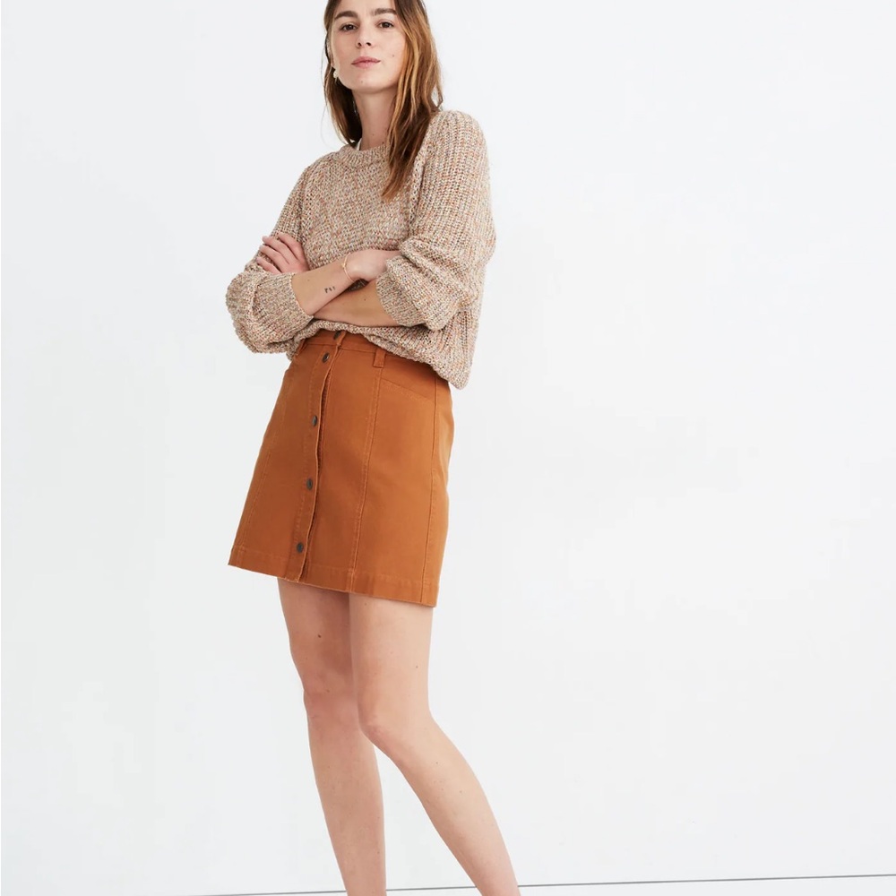 Madewell Women's Brown Button-Front Skirt